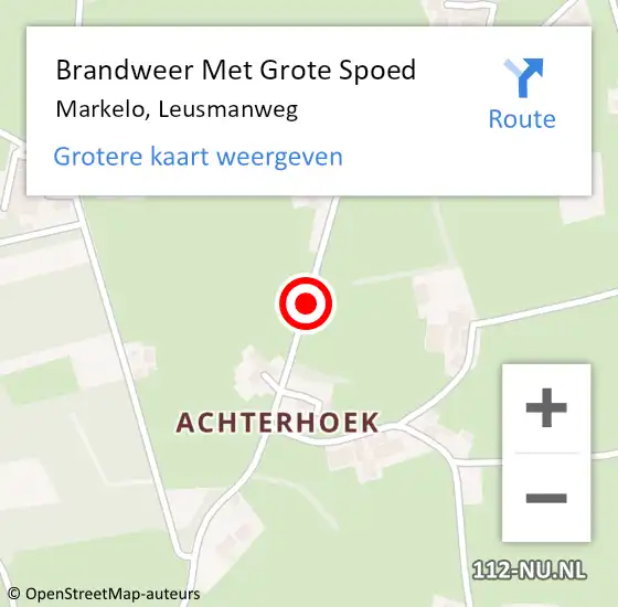 Locatie op kaart van de 112 melding: Brandweer Met Grote Spoed Naar Markelo, Leusmanweg op 23 april 2018 17:25