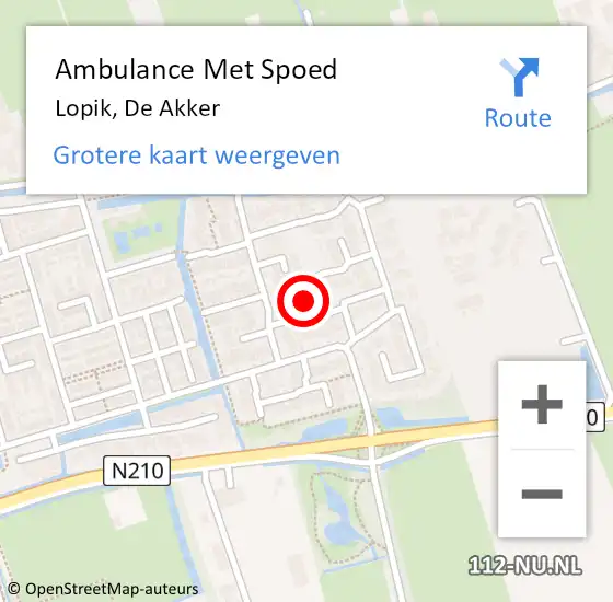 Locatie op kaart van de 112 melding: Ambulance Met Spoed Naar Lopik, De Akker op 23 april 2018 17:29