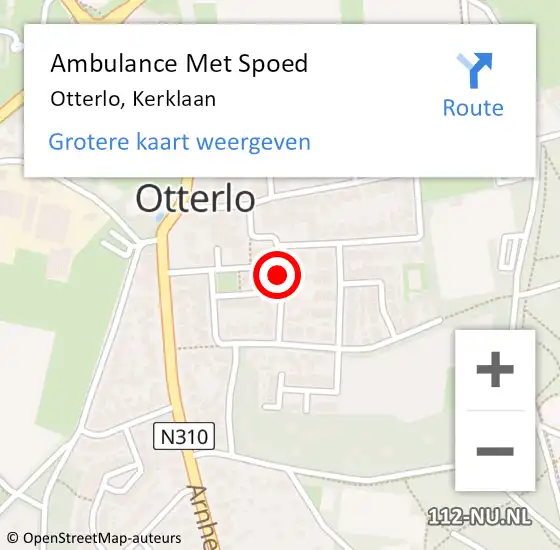 Locatie op kaart van de 112 melding: Ambulance Met Spoed Naar Otterlo, Kerklaan op 23 april 2018 17:59