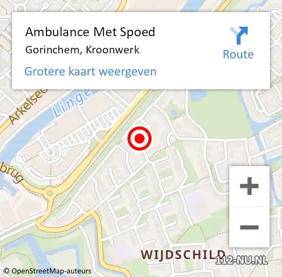 Locatie op kaart van de 112 melding: Ambulance Met Spoed Naar Gorinchem, Kroonwerk op 23 april 2018 18:43