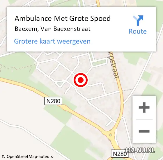 Locatie op kaart van de 112 melding: Ambulance Met Grote Spoed Naar Baexem, Van Baexenstraat op 23 april 2018 19:12