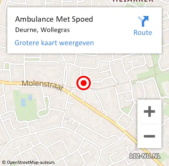 Locatie op kaart van de 112 melding: Ambulance Met Spoed Naar Deurne, Wollegras op 23 april 2018 19:17