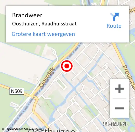 Locatie op kaart van de 112 melding: Brandweer Oosthuizen, Raadhuisstraat op 23 april 2018 19:32