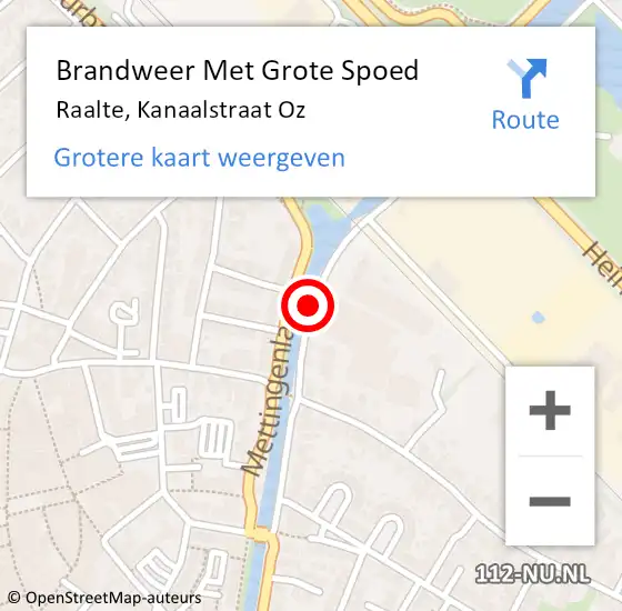 Locatie op kaart van de 112 melding: Brandweer Met Grote Spoed Naar Raalte, Kanaalstraat Oz op 23 april 2018 20:41