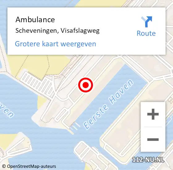 Locatie op kaart van de 112 melding: Ambulance Scheveningen, Visafslagweg op 23 april 2018 20:56