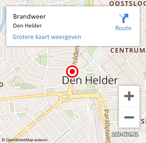 Locatie op kaart van de 112 melding: Brandweer Den Helder op 23 april 2018 20:59