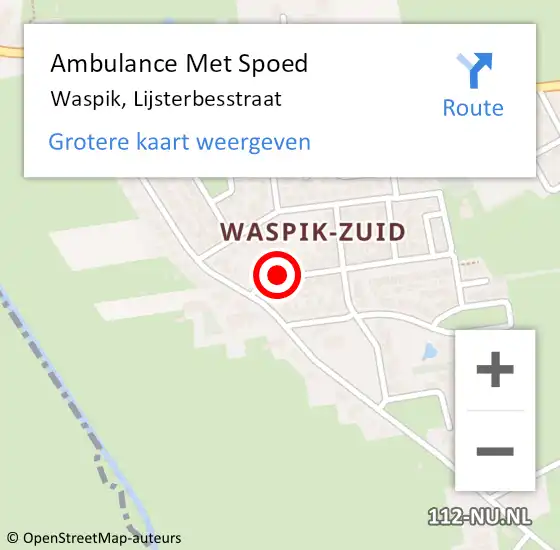 Locatie op kaart van de 112 melding: Ambulance Met Spoed Naar Waspik, Lijsterbesstraat op 23 april 2018 21:19