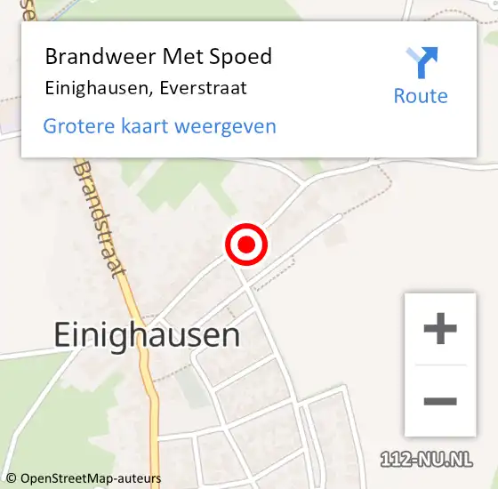 Locatie op kaart van de 112 melding: Brandweer Met Spoed Naar Einighausen, Everstraat op 23 april 2018 21:41