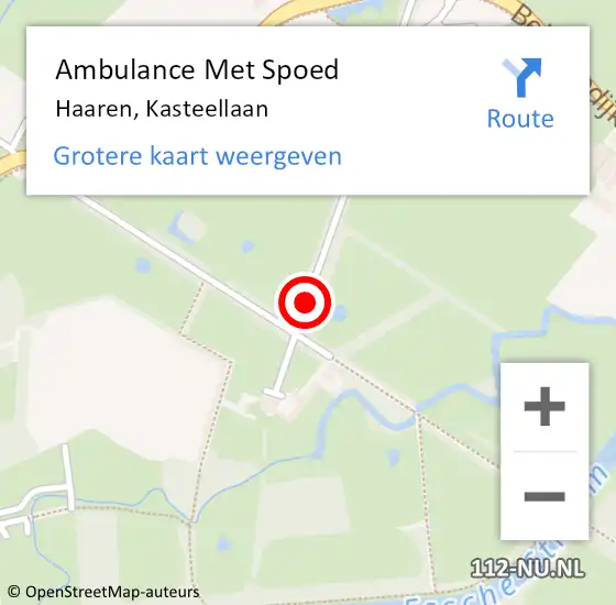 Locatie op kaart van de 112 melding: Ambulance Met Spoed Naar Haaren, Kasteellaan op 23 april 2018 22:01