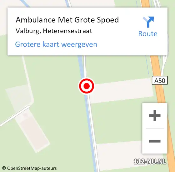 Locatie op kaart van de 112 melding: Ambulance Met Grote Spoed Naar Valburg, Heterensestraat op 23 april 2018 23:09
