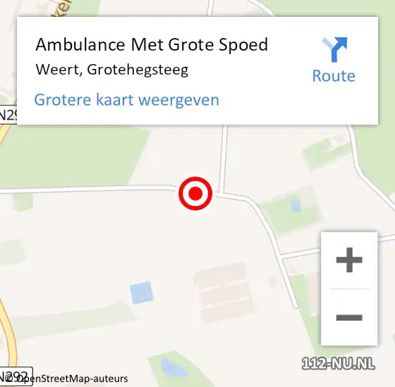 Locatie op kaart van de 112 melding: Ambulance Met Grote Spoed Naar Weert, Grotehegsteeg op 23 april 2018 23:36