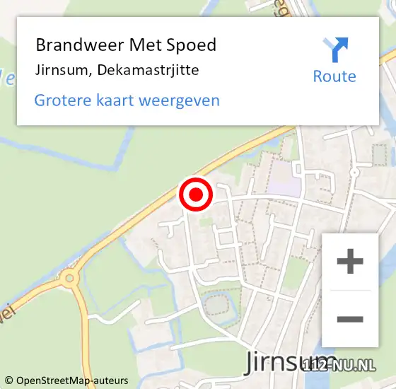 Locatie op kaart van de 112 melding: Brandweer Met Spoed Naar Jirnsum, Dekamastrjitte op 24 april 2018 01:16