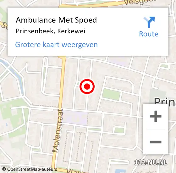 Locatie op kaart van de 112 melding: Ambulance Met Spoed Naar Prinsenbeek, Kerkewei op 24 april 2018 01:23