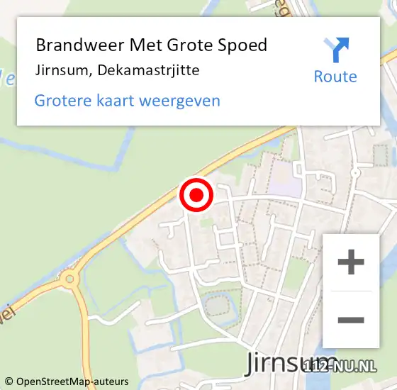 Locatie op kaart van de 112 melding: Brandweer Met Grote Spoed Naar Jirnsum, Dekamastrjitte op 24 april 2018 01:38