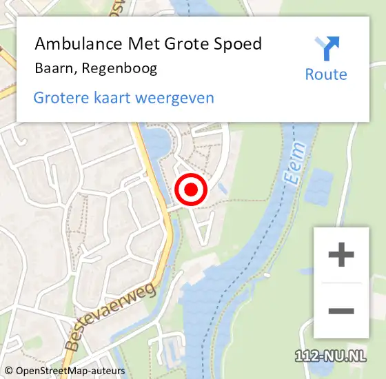 Locatie op kaart van de 112 melding: Ambulance Met Grote Spoed Naar Baarn, Regenboog op 24 april 2018 02:16