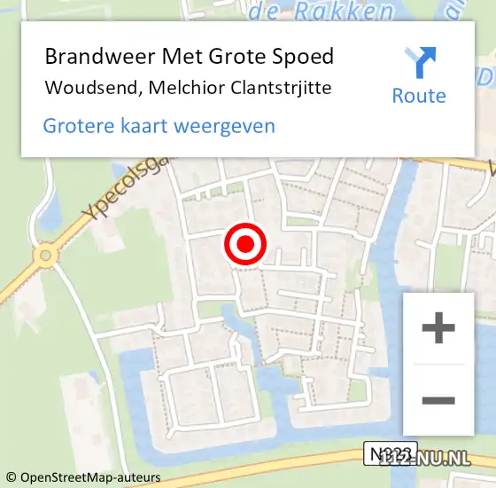 Locatie op kaart van de 112 melding: Brandweer Met Grote Spoed Naar Woudsend, Melchior Clantstrjitte op 24 april 2018 02:18