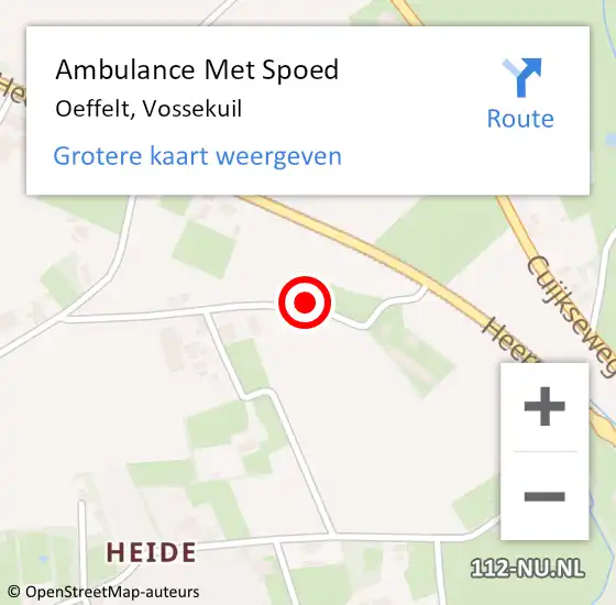 Locatie op kaart van de 112 melding: Ambulance Met Spoed Naar Oeffelt, Vossekuil op 24 april 2018 02:48