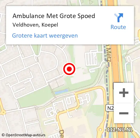 Locatie op kaart van de 112 melding: Ambulance Met Grote Spoed Naar Veldhoven, Koepel op 24 april 2018 03:52