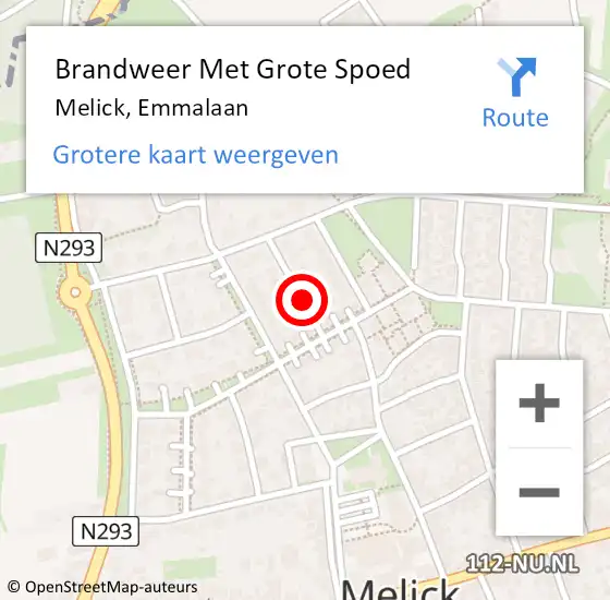 Locatie op kaart van de 112 melding: Brandweer Met Grote Spoed Naar Melick, Emmalaan op 24 april 2018 05:04