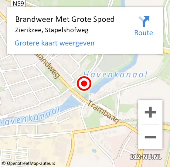 Locatie op kaart van de 112 melding: Brandweer Met Grote Spoed Naar Zierikzee, Stapelshofweg op 24 april 2018 05:08