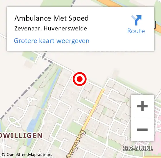 Locatie op kaart van de 112 melding: Ambulance Met Spoed Naar Zevenaar, Huvenersweide op 24 april 2018 06:33