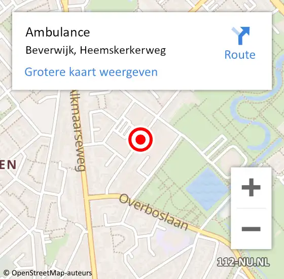 Locatie op kaart van de 112 melding: Ambulance Beverwijk, Heemskerkerweg op 24 april 2018 08:42