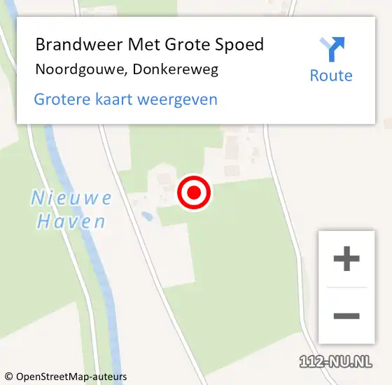 Locatie op kaart van de 112 melding: Brandweer Met Grote Spoed Naar Noordgouwe, Donkereweg op 24 april 2018 09:06