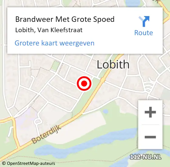 Locatie op kaart van de 112 melding: Brandweer Met Grote Spoed Naar Lobith, Van Kleefstraat op 24 april 2018 09:27