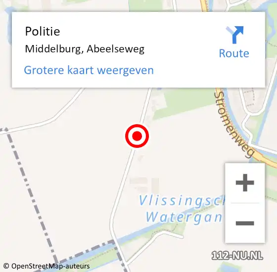 Locatie op kaart van de 112 melding: Politie Middelburg, Abeelseweg op 24 april 2018 09:43
