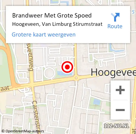 Locatie op kaart van de 112 melding: Brandweer Met Grote Spoed Naar Hoogeveen, Van Limburg Stirumstraat op 24 april 2018 09:44