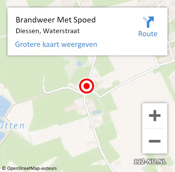 Locatie op kaart van de 112 melding: Brandweer Met Spoed Naar Diessen, Waterstraat op 24 april 2018 09:46