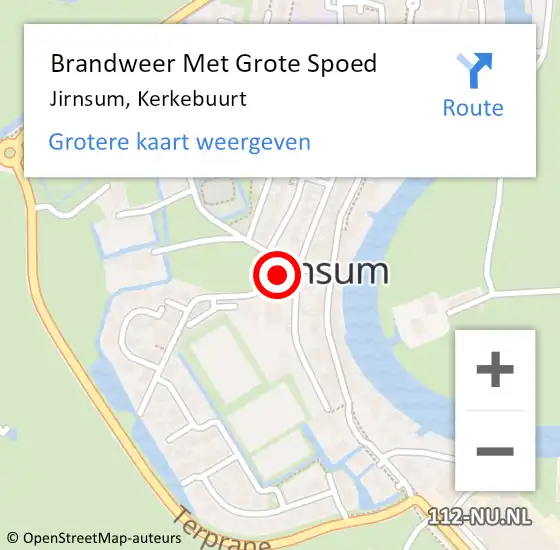 Locatie op kaart van de 112 melding: Brandweer Met Grote Spoed Naar Jirnsum, Kerkebuurt op 24 april 2018 10:07