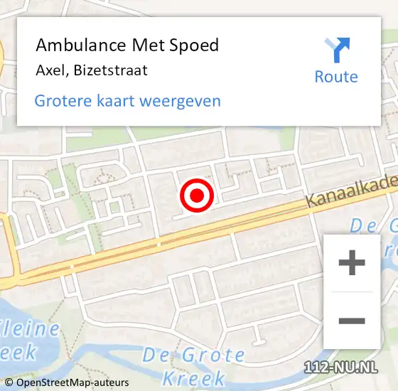 Locatie op kaart van de 112 melding: Ambulance Met Spoed Naar Axel, Bizetstraat op 24 april 2018 10:11