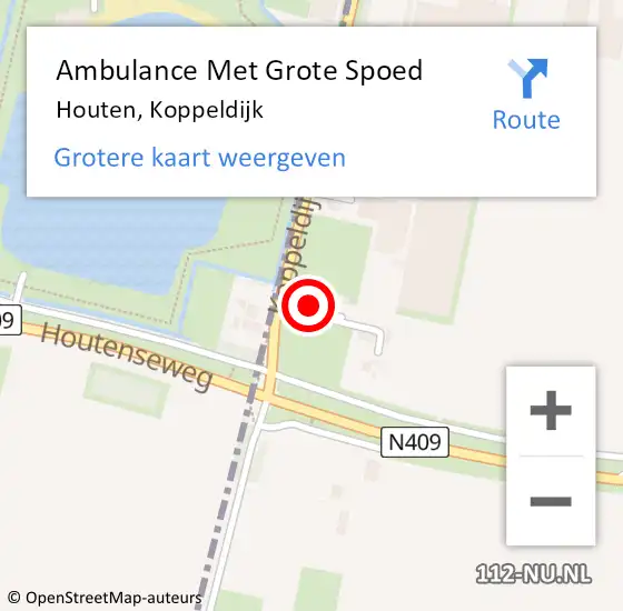 Locatie op kaart van de 112 melding: Ambulance Met Grote Spoed Naar Houten, Koppeldijk op 24 april 2018 10:36