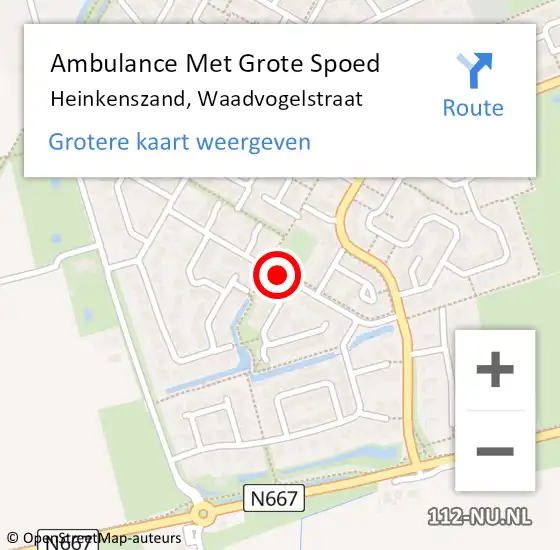 Locatie op kaart van de 112 melding: Ambulance Met Grote Spoed Naar Heinkenszand, Waadvogelstraat op 24 april 2018 11:12