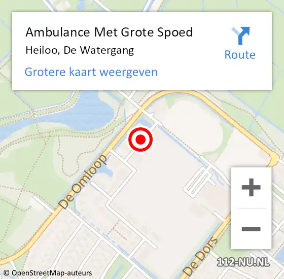 Locatie op kaart van de 112 melding: Ambulance Met Grote Spoed Naar Heiloo, De Watergang op 24 april 2018 12:26