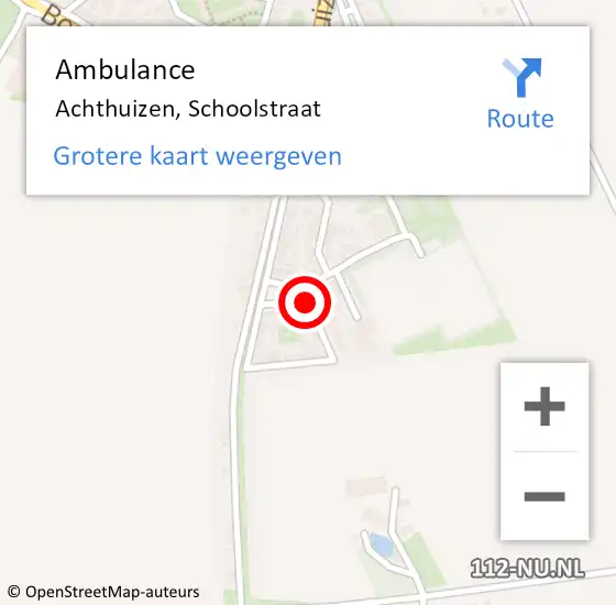 Locatie op kaart van de 112 melding: Ambulance Achthuizen, Schoolstraat op 24 april 2018 12:32