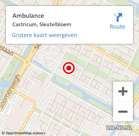 Locatie op kaart van de 112 melding: Ambulance Castricum, Sleutelbloem op 24 april 2018 13:08