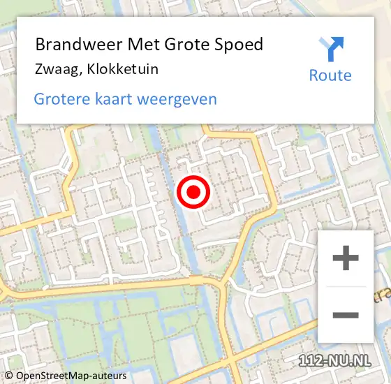 Locatie op kaart van de 112 melding: Brandweer Met Grote Spoed Naar Zwaag, Klokketuin op 24 april 2018 14:15