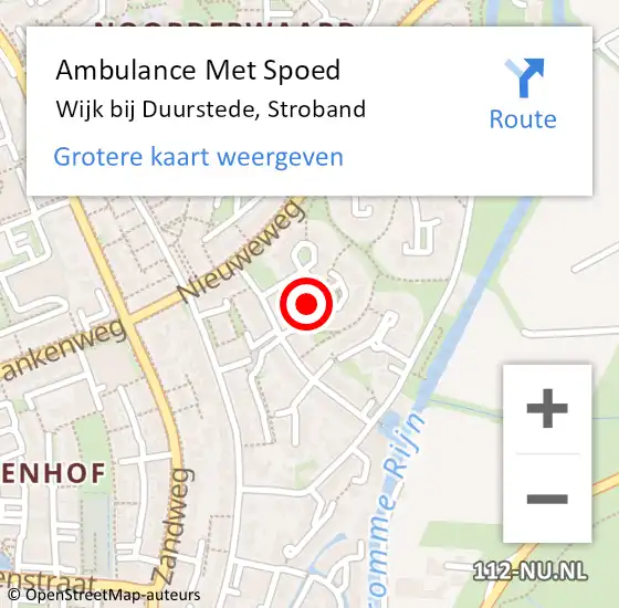 Locatie op kaart van de 112 melding: Ambulance Met Spoed Naar Wijk bij Duurstede, Stroband op 23 februari 2014 07:46