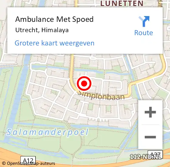 Locatie op kaart van de 112 melding: Ambulance Met Spoed Naar Utrecht, Himalaya op 24 april 2018 14:40