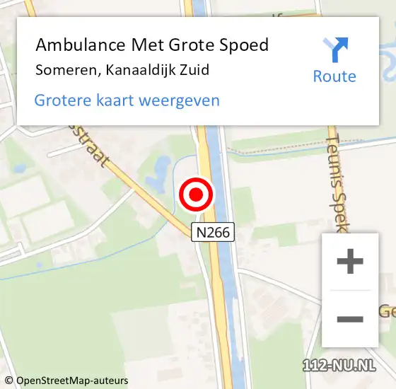 Locatie op kaart van de 112 melding: Ambulance Met Grote Spoed Naar Someren, Kanaaldijk Zuid op 24 april 2018 14:50