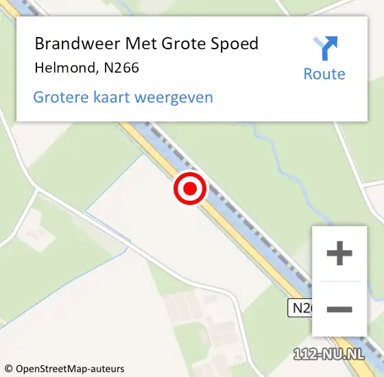 Locatie op kaart van de 112 melding: Brandweer Met Grote Spoed Naar Helmond, N266 op 24 april 2018 14:56