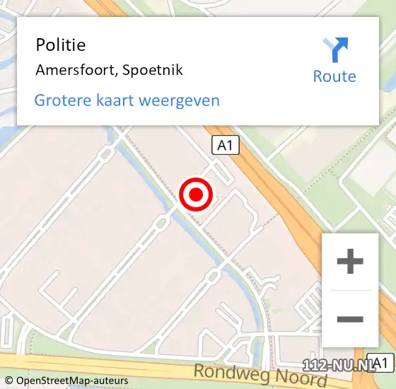 Locatie op kaart van de 112 melding: Politie Amersfoort, Spoetnik op 24 april 2018 14:59