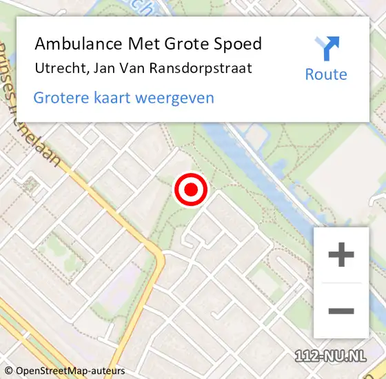Locatie op kaart van de 112 melding: Ambulance Met Grote Spoed Naar Utrecht, Jan Van Ransdorpstraat op 24 april 2018 15:01