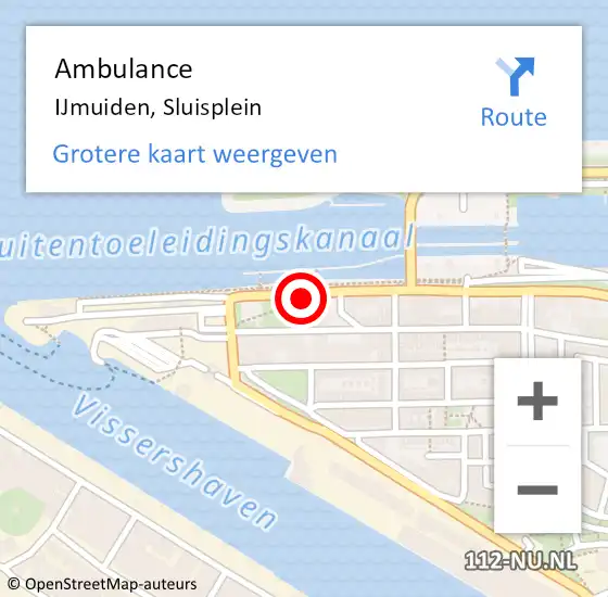 Locatie op kaart van de 112 melding: Ambulance IJmuiden, Sluisplein op 24 april 2018 15:19