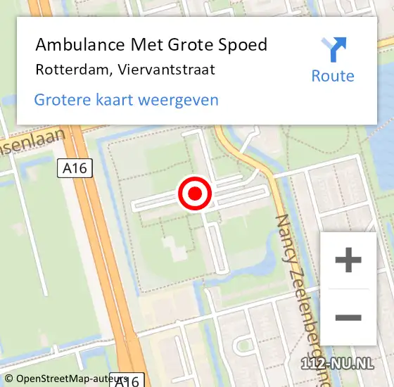 Locatie op kaart van de 112 melding: Ambulance Met Grote Spoed Naar Rotterdam, Viervantstraat op 24 april 2018 15:42