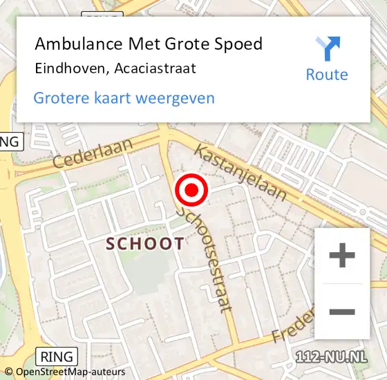 Locatie op kaart van de 112 melding: Ambulance Met Grote Spoed Naar Eindhoven, Acaciastraat op 24 april 2018 15:50
