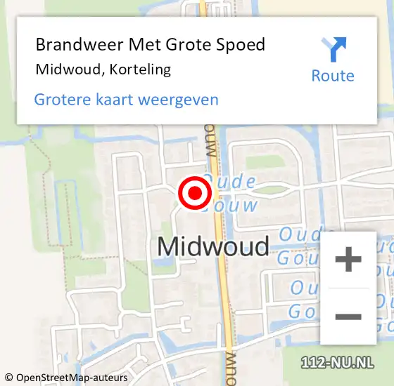 Locatie op kaart van de 112 melding: Brandweer Met Grote Spoed Naar Midwoud, Korteling op 24 april 2018 16:03