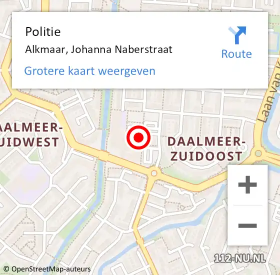 Locatie op kaart van de 112 melding: Politie Alkmaar, Johanna Naberstraat op 24 april 2018 16:15